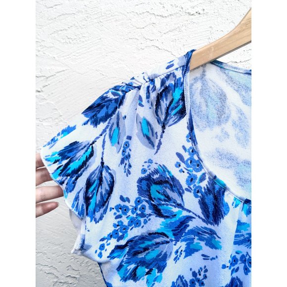 J. Jill Stretchy Blue Floral Airy Top (SP) - Picture 4 of 4